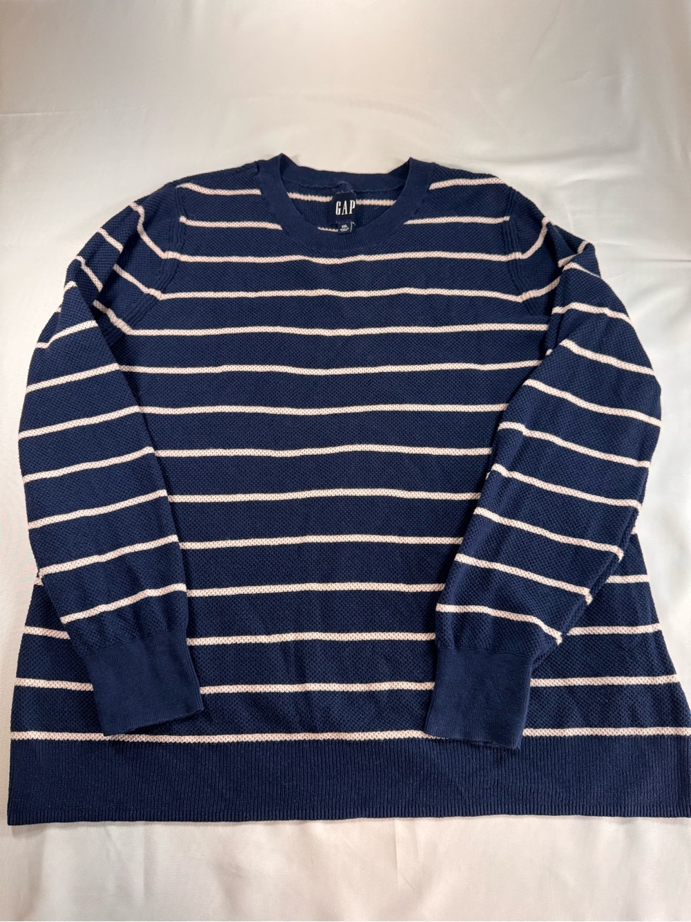 GAP Navy & Light Pink Striped Crewneck Pullover XXL